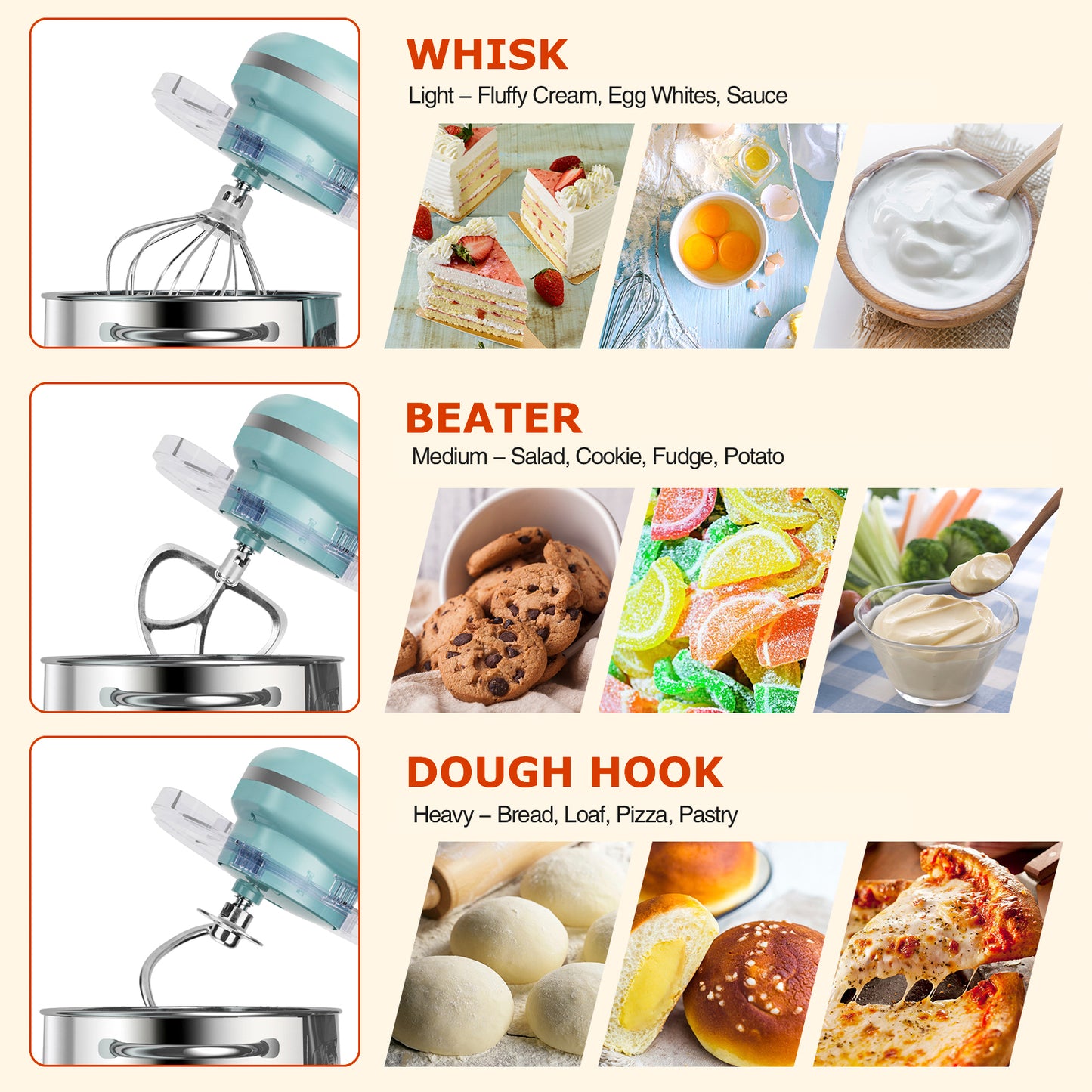 AUMATE 1520Z Tilt-head Stand Mixer