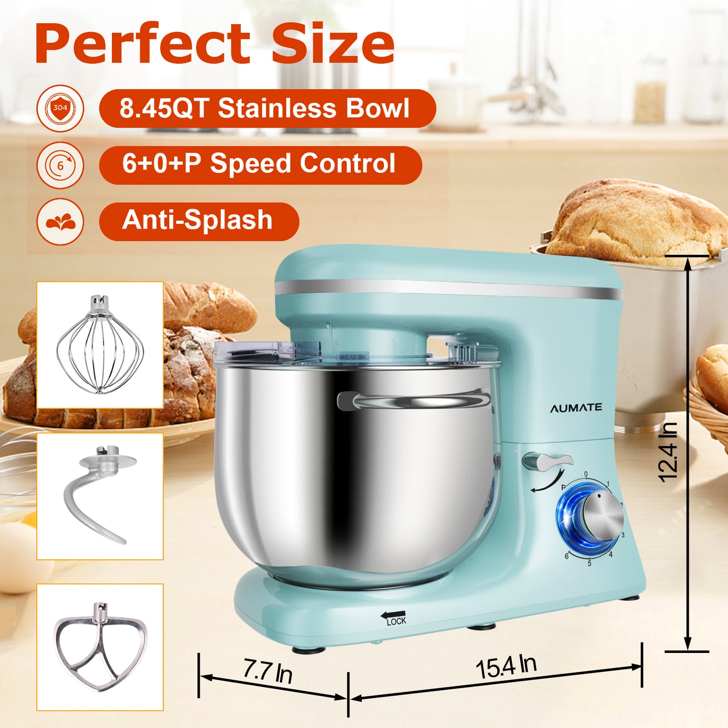 AUMATE 1520Z Tilt-head Stand Mixer