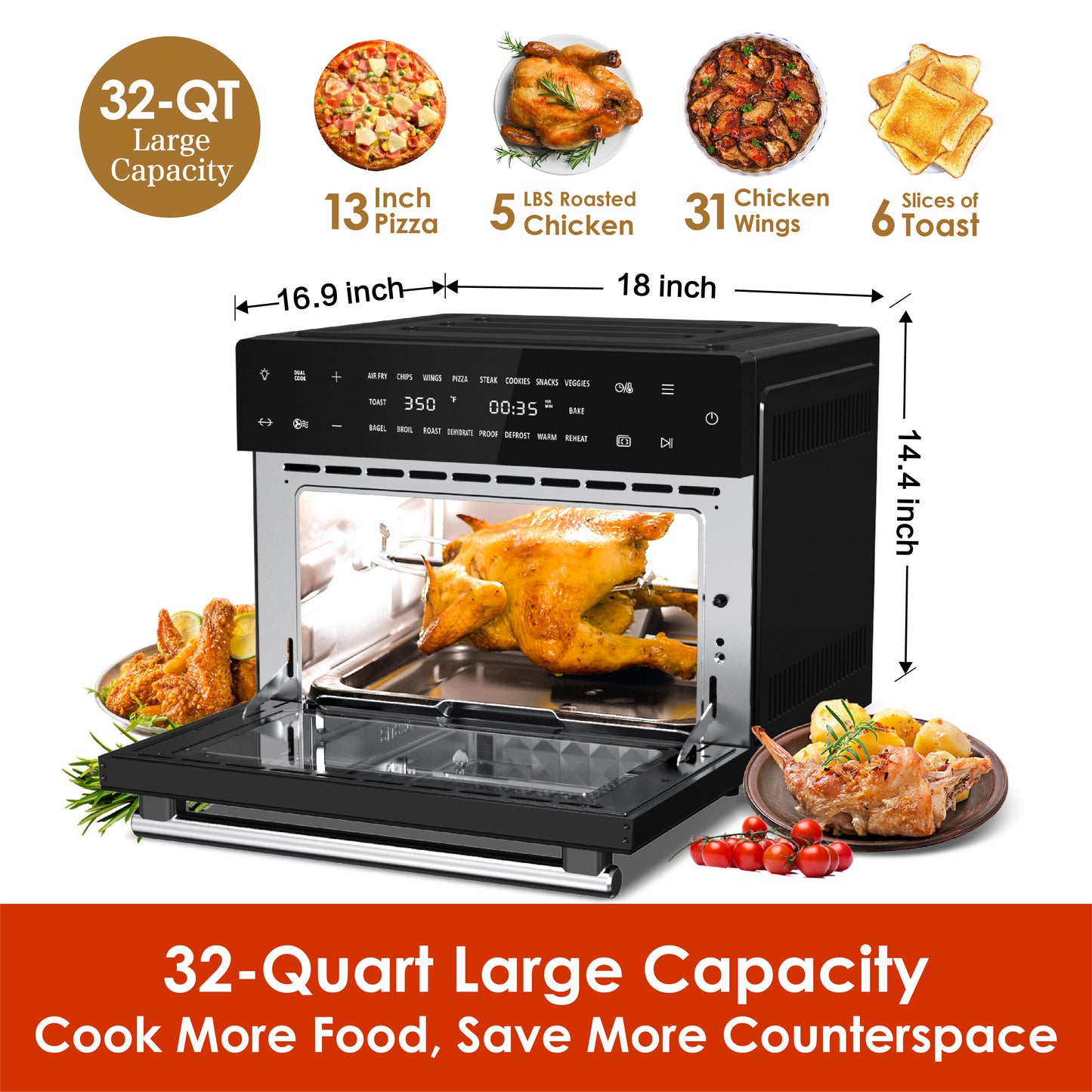 AUMATE Kitchencore 32-Quart Air Fryer Oven