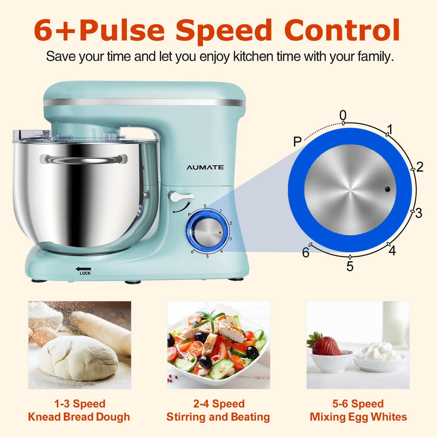 AUMATE 1520Z Tilt-head Stand Mixer