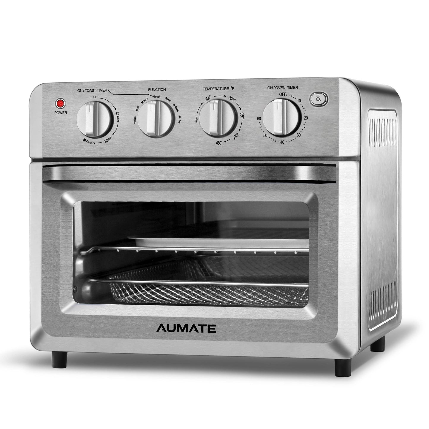 AUMATE Air Fryer Toaster Oven,Convection Oven,7-in-1 Multifunction Air  Fryer Oven,19 QT Countertop Oven,1550W Oilless Knob Control Electric Pizza  Oven with 4 Accessories, Stainless Steel 