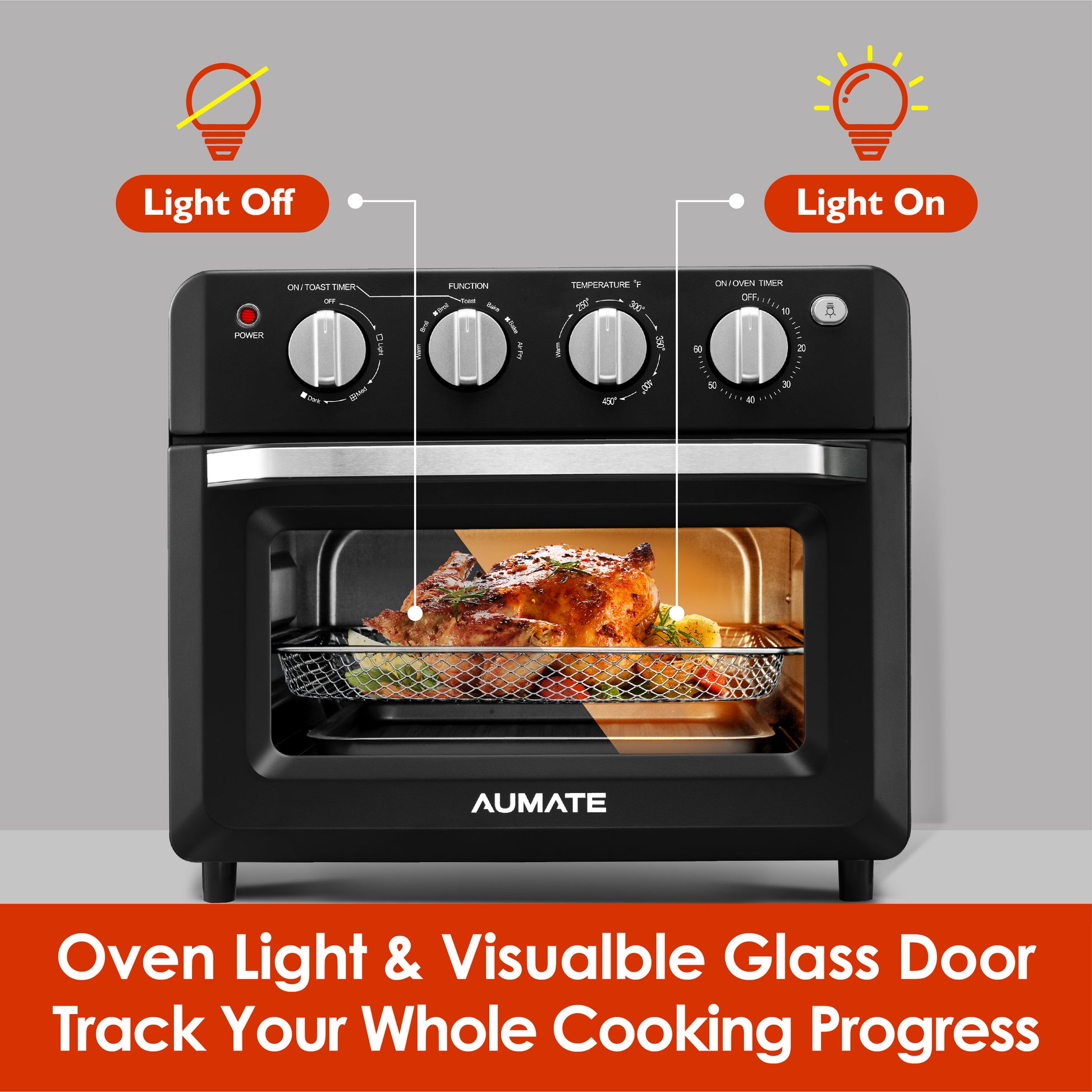  Toaster Oven Air Fryer Combo 19-Quart, AUMATE Kitchen in the  box 7 in 1 Convection Toaster Oven Countertop, Oilless Air Fryer Oven,  Includes Baking Pan, Oven Rack, Fry Basket, Crumb Tray